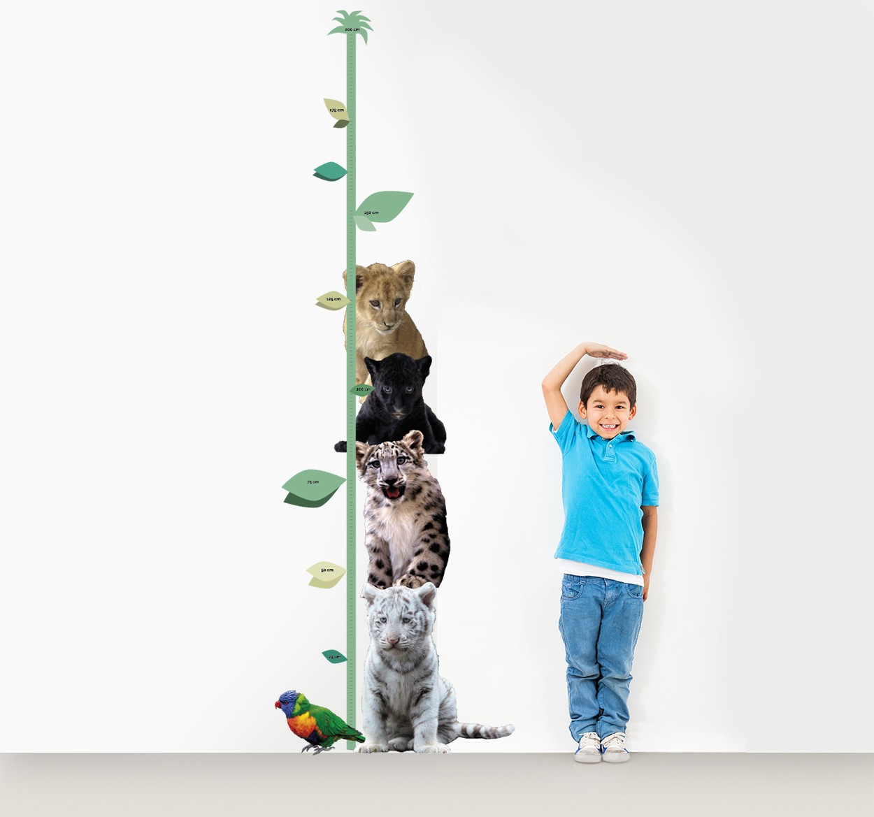 Tenstickers Muurdecoratie sticker dieren groeimeter