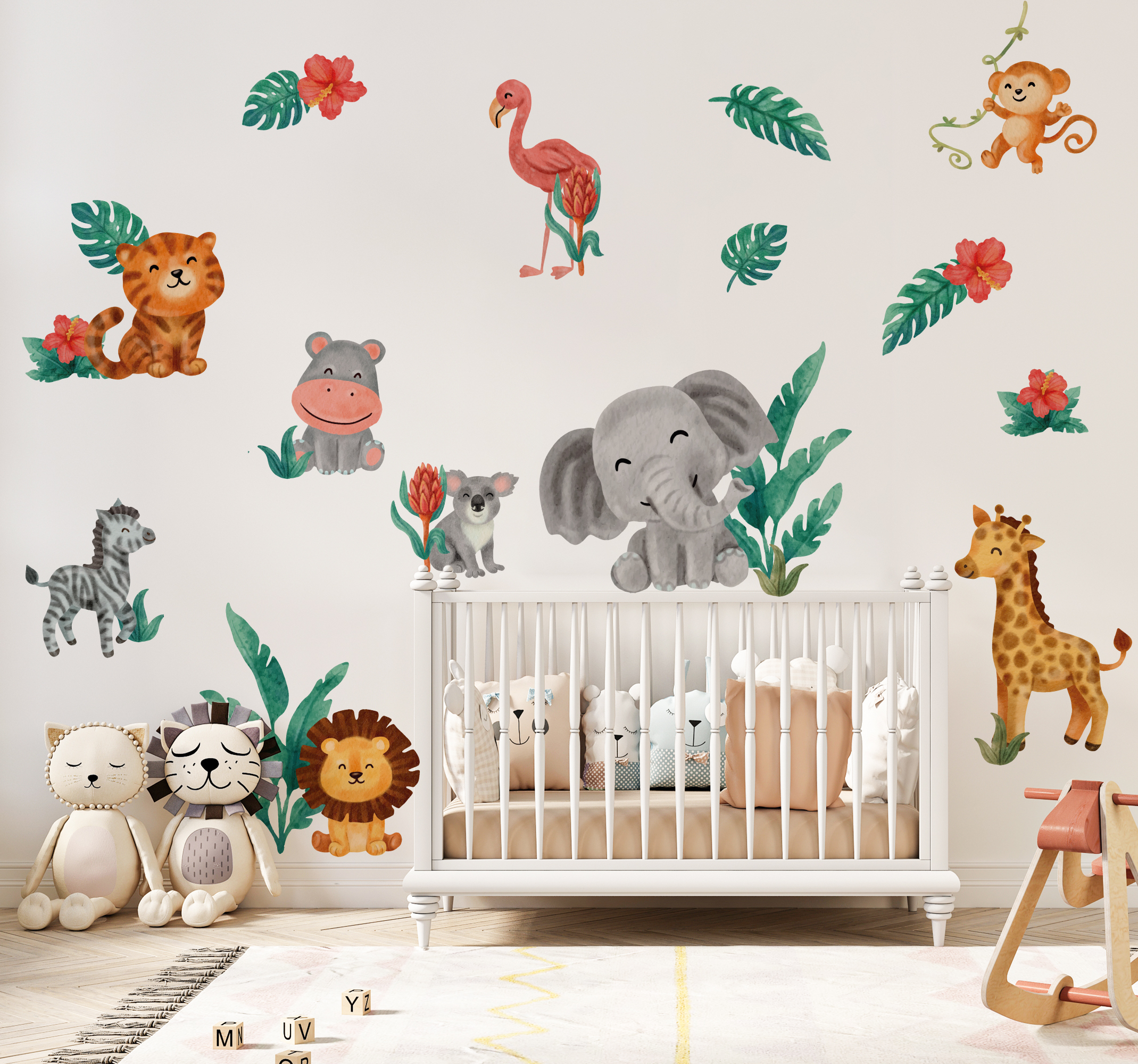 Tenstickers Schattige safaridieren Muursticker kinderkamer