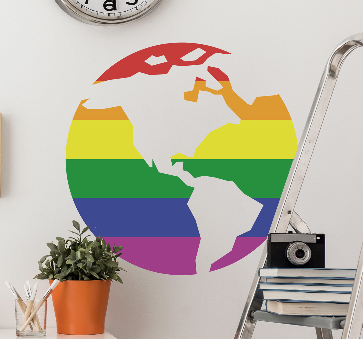 Tenstickers Muursticker Regenboog Wereld