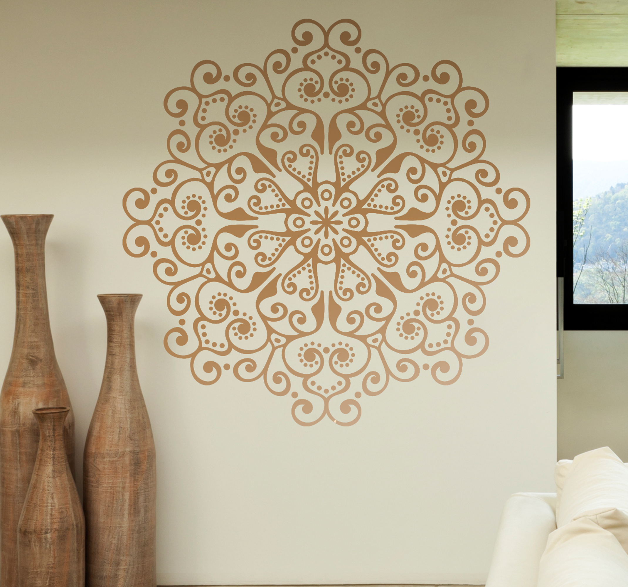 Tenstickers Muursticker Fleurige Bloemen Mandala