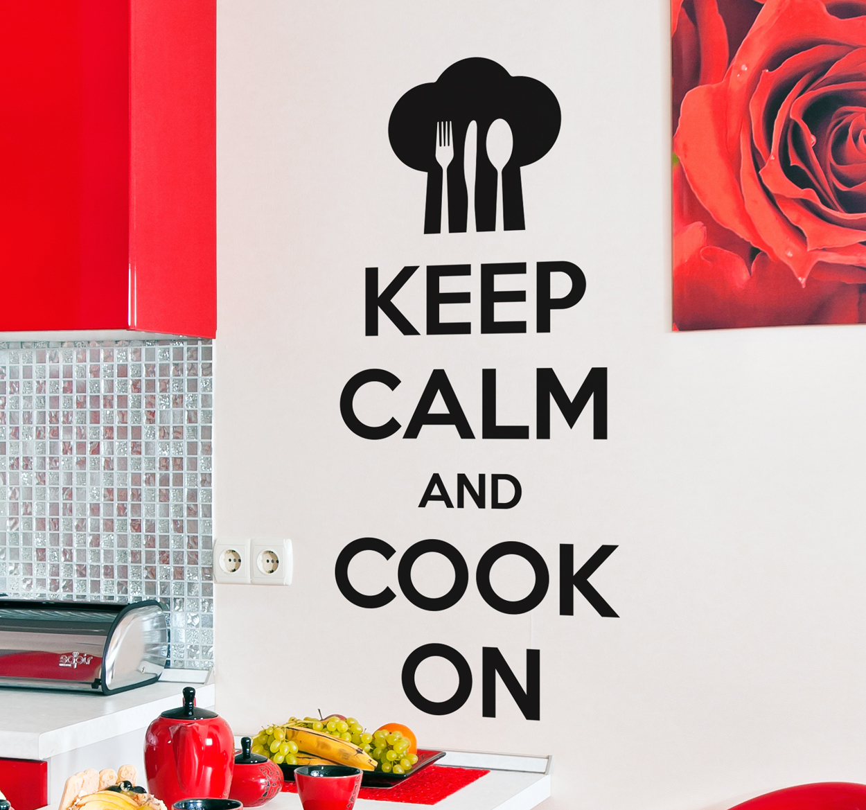 Muursticker Keep Calm and Cook on