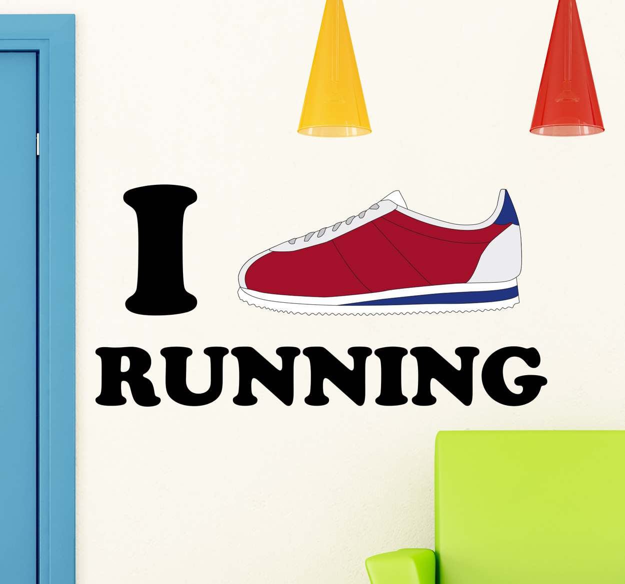 Tenstickers Muursticker I love running