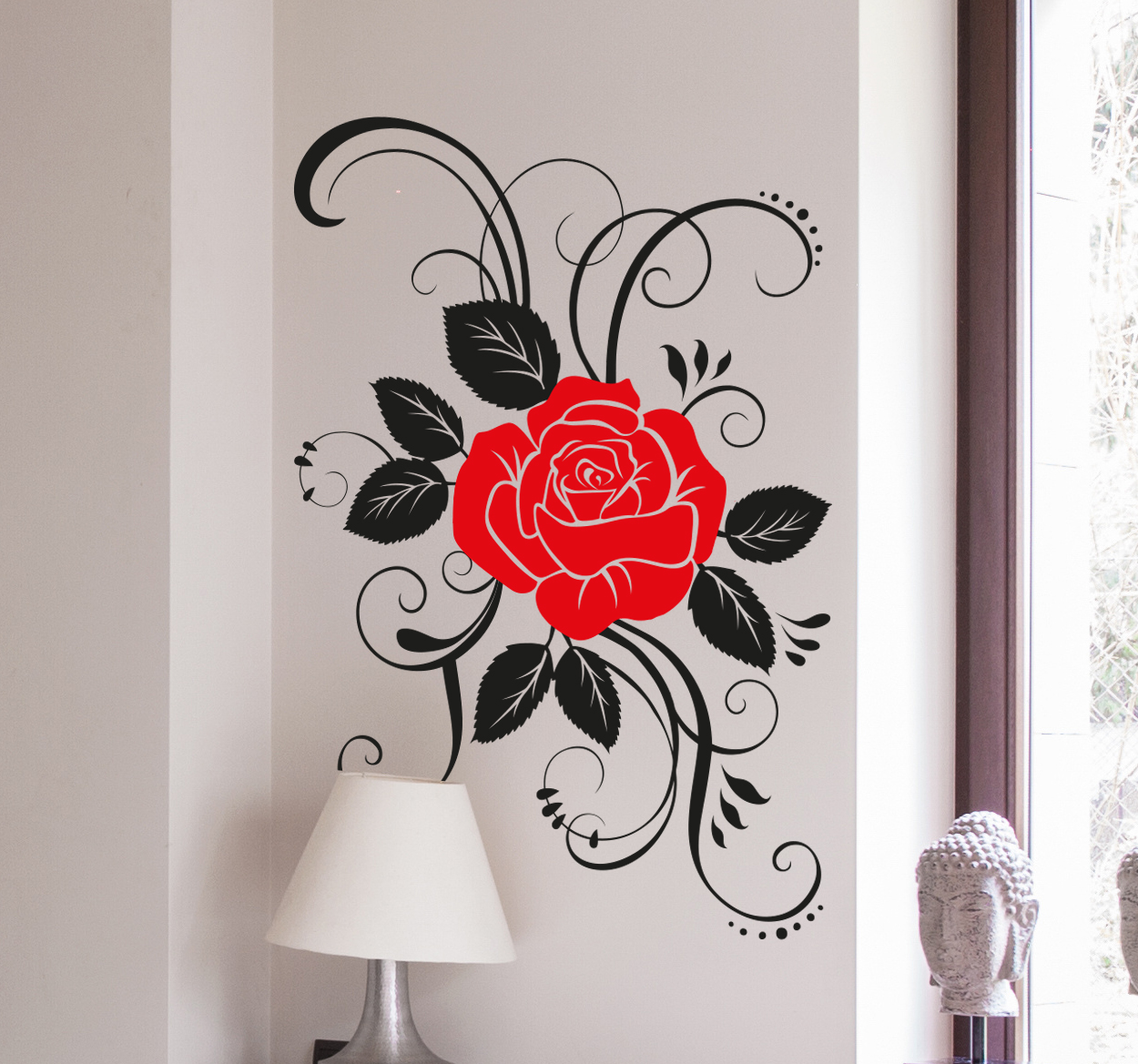 Tenstickers Bloemen muursticker met elegante roos