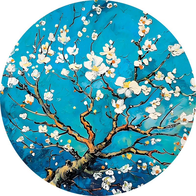 Pyöreä sininen kukkakuvio makuuhuoneen sisustustarra - Tenstickers