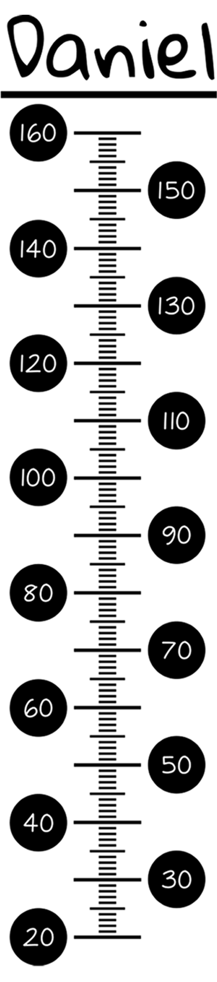 Black minimalistic height chart wall sticker - TenStickers