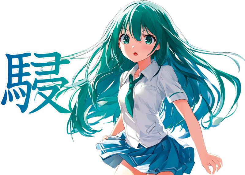 Manga girl green hair car sticker - TenStickers