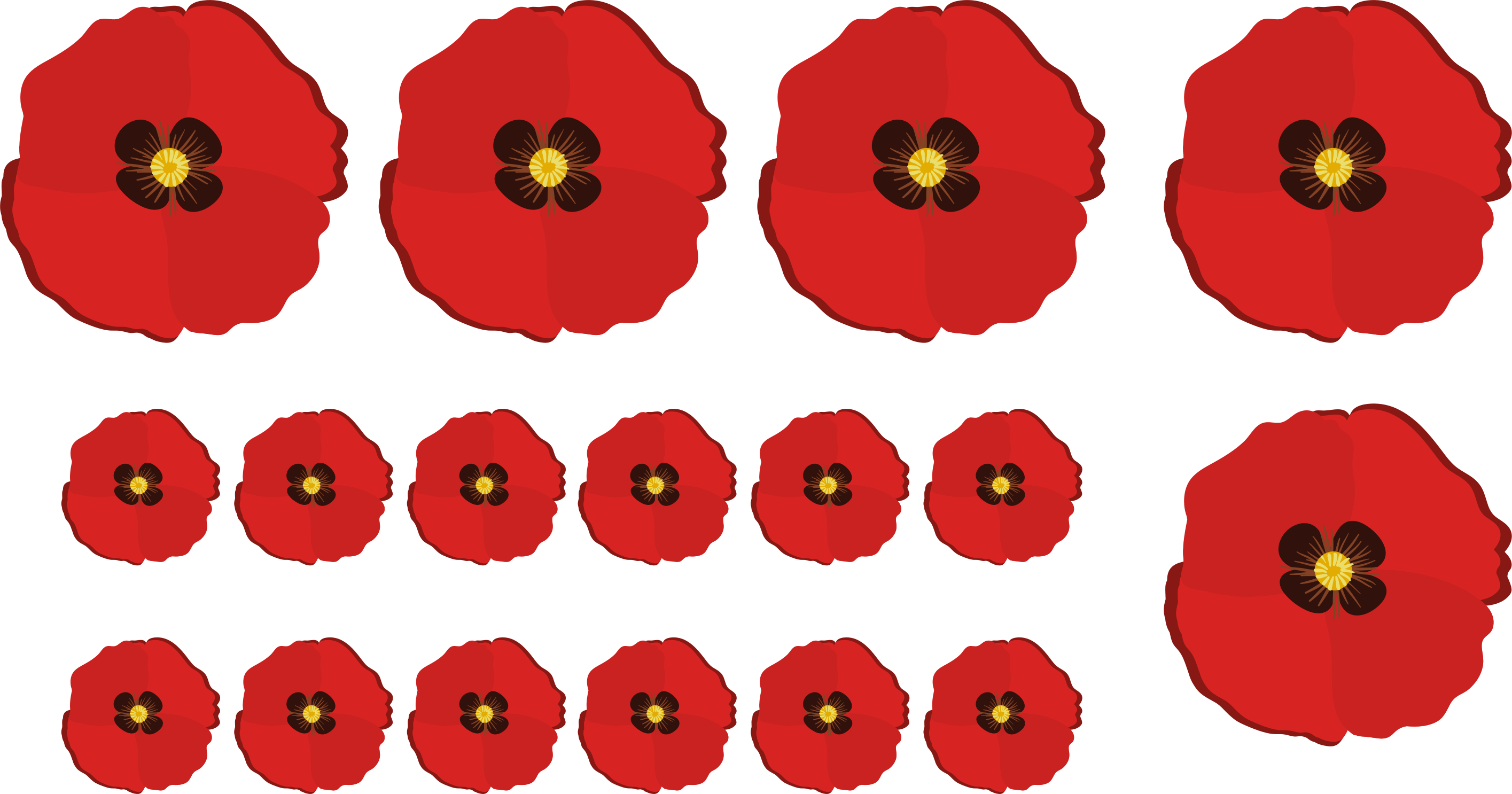 Set of poppies flower car sticker - TenStickers