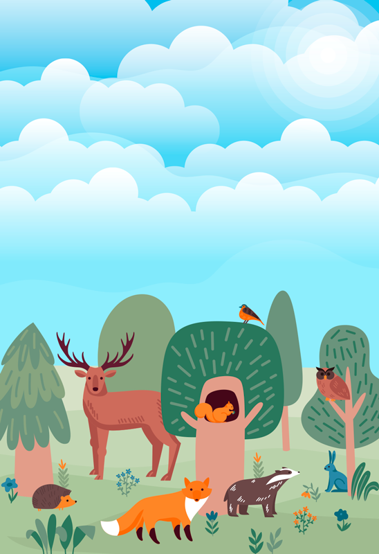 forest animals scene window sticker - TenStickers