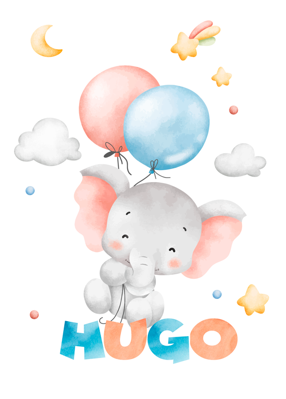 pellicola privacy finestre elefante acquerello con nome - TenStickers