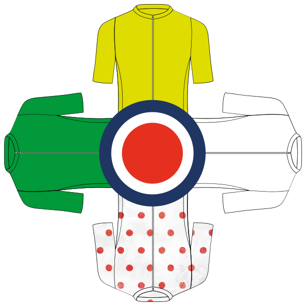 Sticker vélo 4 maillots de cyclisme et cercle - TenStickers