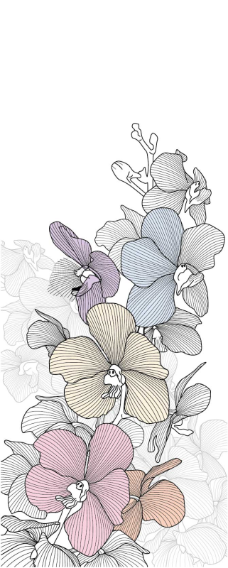 Färg linje blommor klistermärken til möbler - Tenstickers