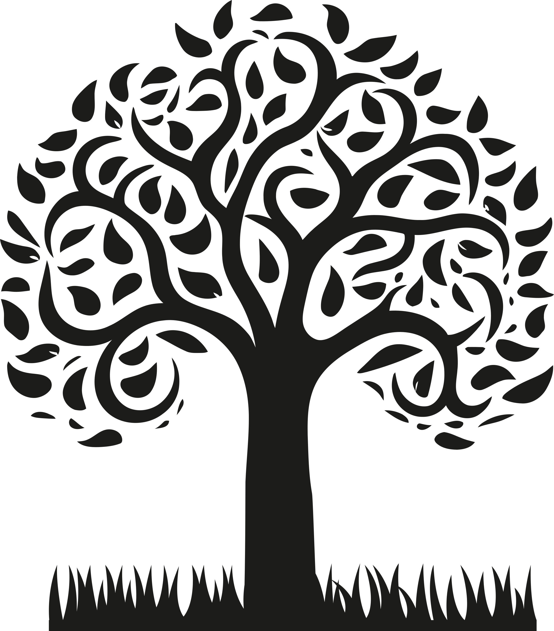 Träd med gräs klistermärken til möbler - Tenstickers