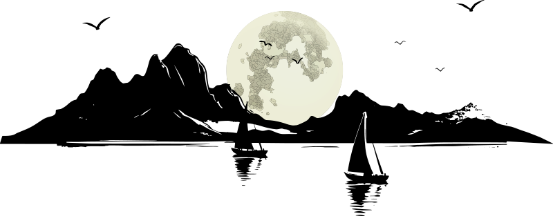Sticker mural paysage au clair de lune - TenStickers