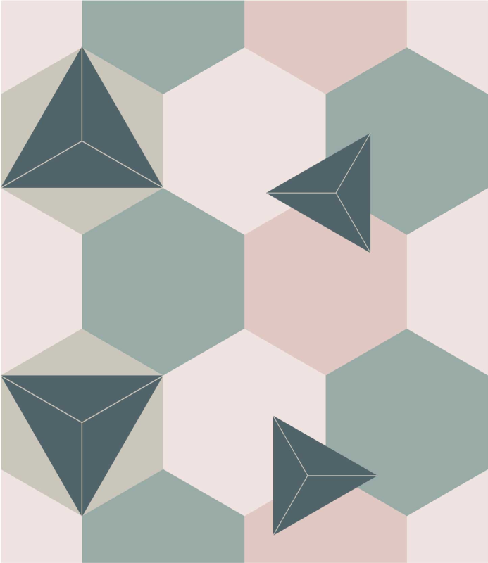 Vinilo para mueble hexágonos rosas y verdes - TenVinilo