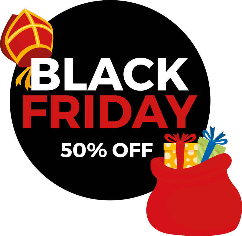korting met zak black friday sticker - TenStickers