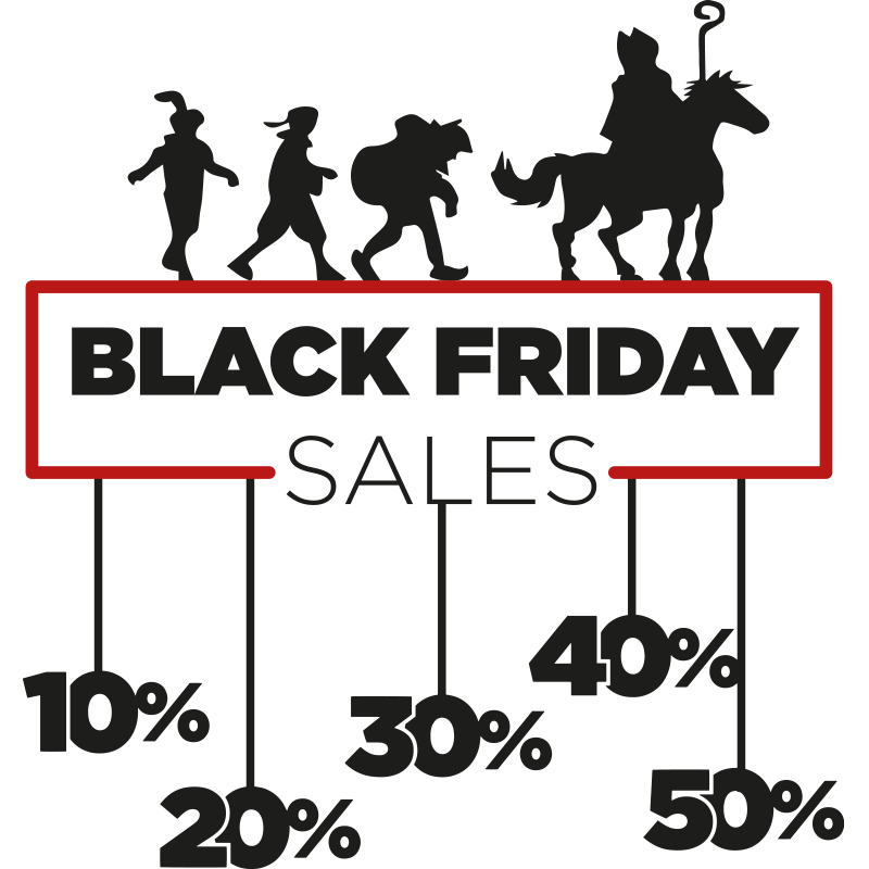 korting pieten black friday sticker - TenStickers