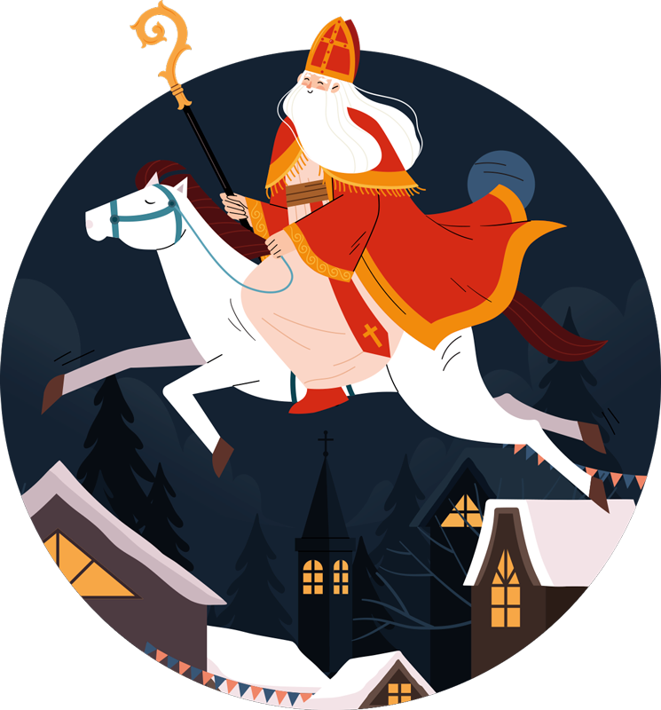 paard over daken sinterklaas sticker - TenStickers