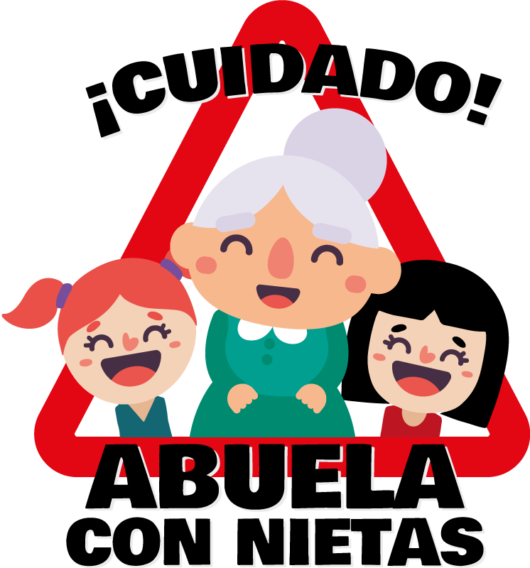 Pegatina bebé a bordo abuela con nietas - TenVinilo