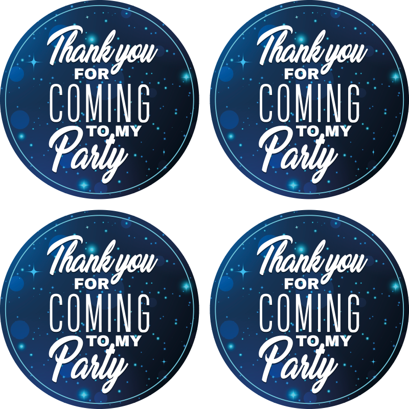Blue "thank you for coming to my party" wall sticker - TenStickers