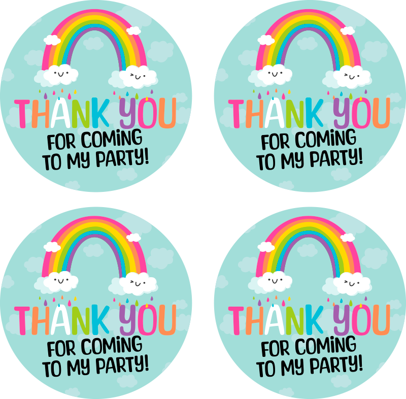 Rainbow "thank you for coming to my party" sticker - TenStickers