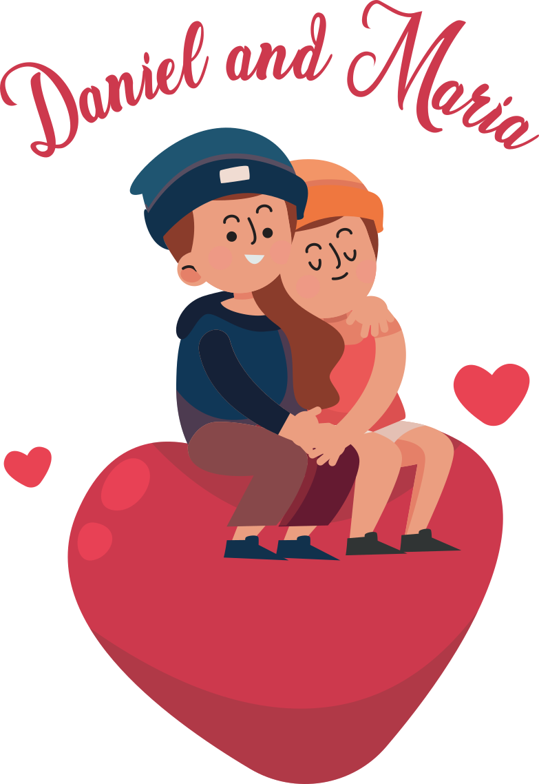 Zaljubljeni par z vašimi imeni nalepka za hladilnik - TenStickers