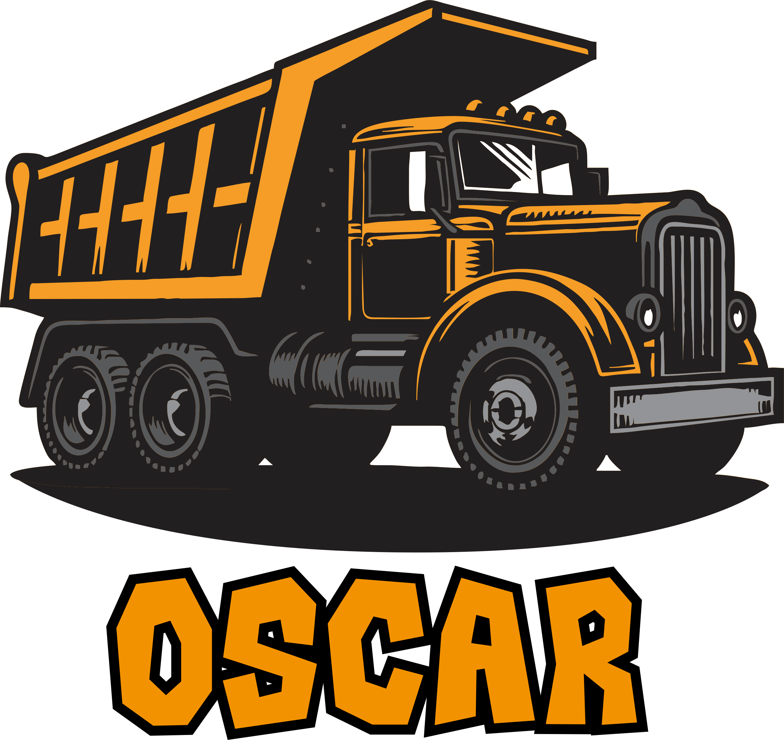 墙面贴纸 个性化橙色工程卡车 - TenStickers