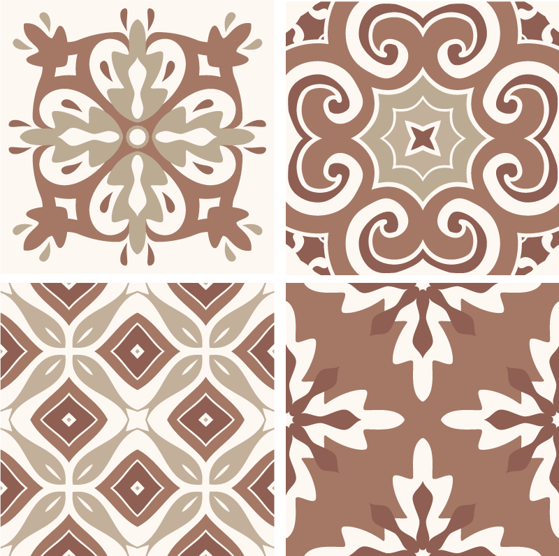 Hydraulic "Mocha Mousse" tile sticker - TenStickers