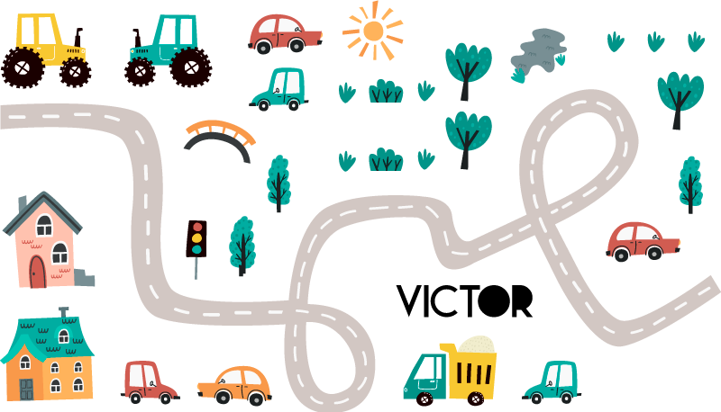 벽 스티커 트랙터 도로 - TenStickers