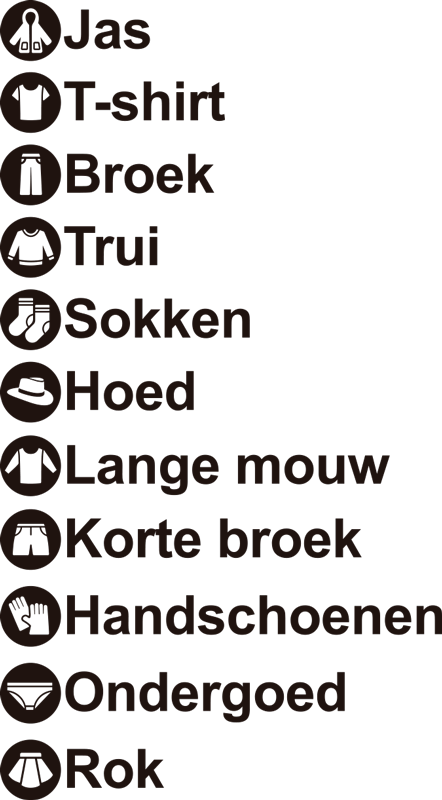 Kleding elementen in het nederlands kast stickers - TenStickers