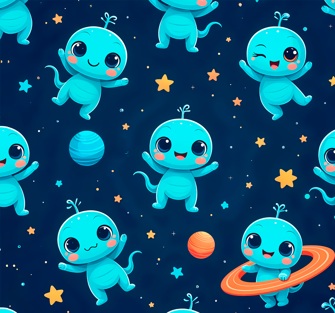 αυτοκόλλητο έπιπλα μπλε αστρονομικά πλάσματα - TenStickers