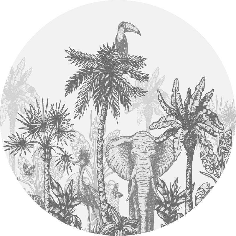 Sticker mural cercle de safari gris - TenStickers