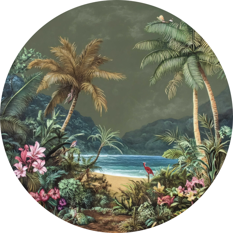 Αυτοκόλλητο Τείχος τροπική όαση cercle - TenStickers