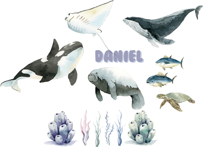 贴纸  墙贴 柔和的海洋场景 - TenStickers