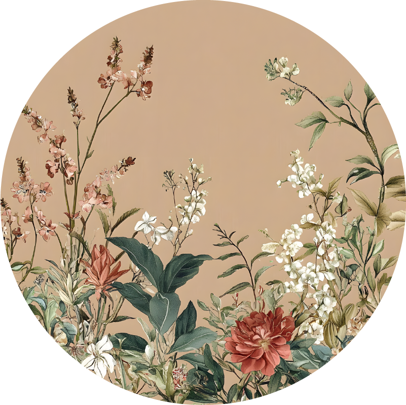 Wandtattoo beige cercle floral sanctuary - TenStickers