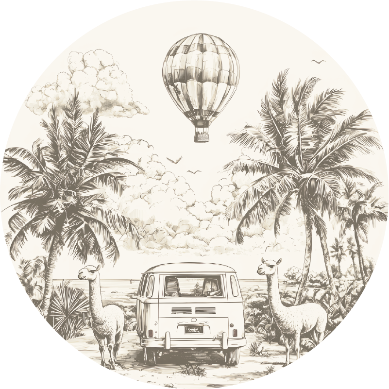 Wandtattoo tropische lama-ballonszene - TenStickers