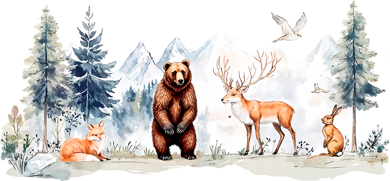 Realistic drawn forest wall sticker - TenStickers