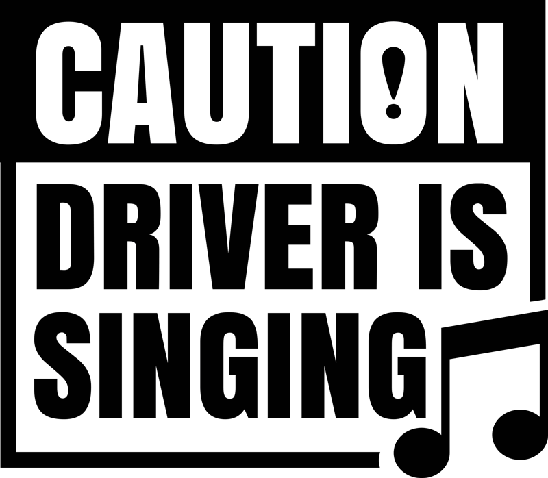 Sticker voiture attention le conducteur chante - TenStickers