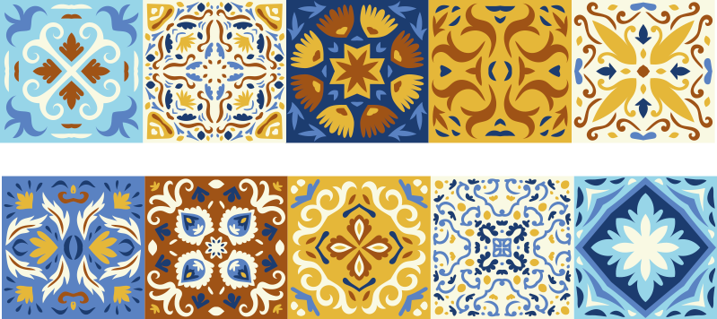 Spanish tiles coloured stair riser sticker - TenStickers