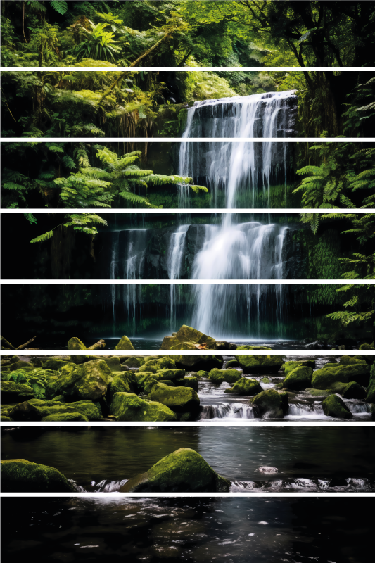 Vízesés kövek lépcső matricák - TenStickers