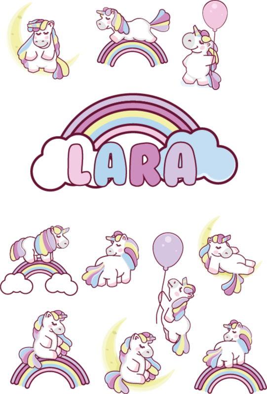 Eenhoorns en regenbogen raamsticker - TenStickers