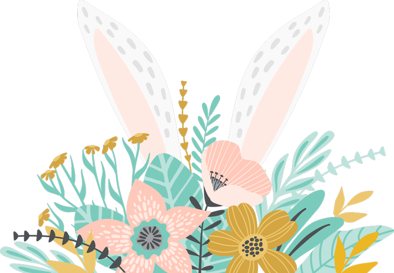 Autocolant pentru vitrine urechi de iepuraș și plante - TenStickers