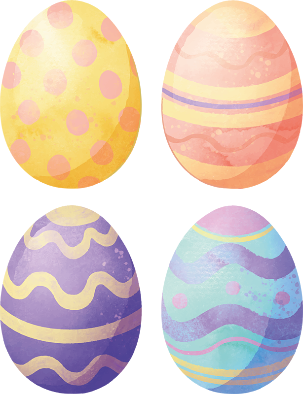 Watercolor eggs shop window sticker - TenStickers