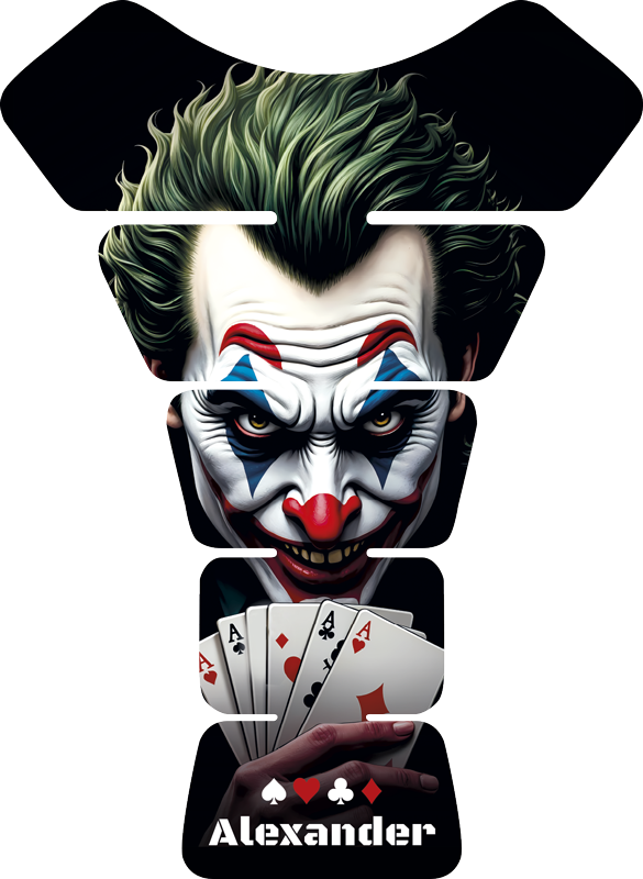 Villain with poker cards motorcycle sticker - TenStickers