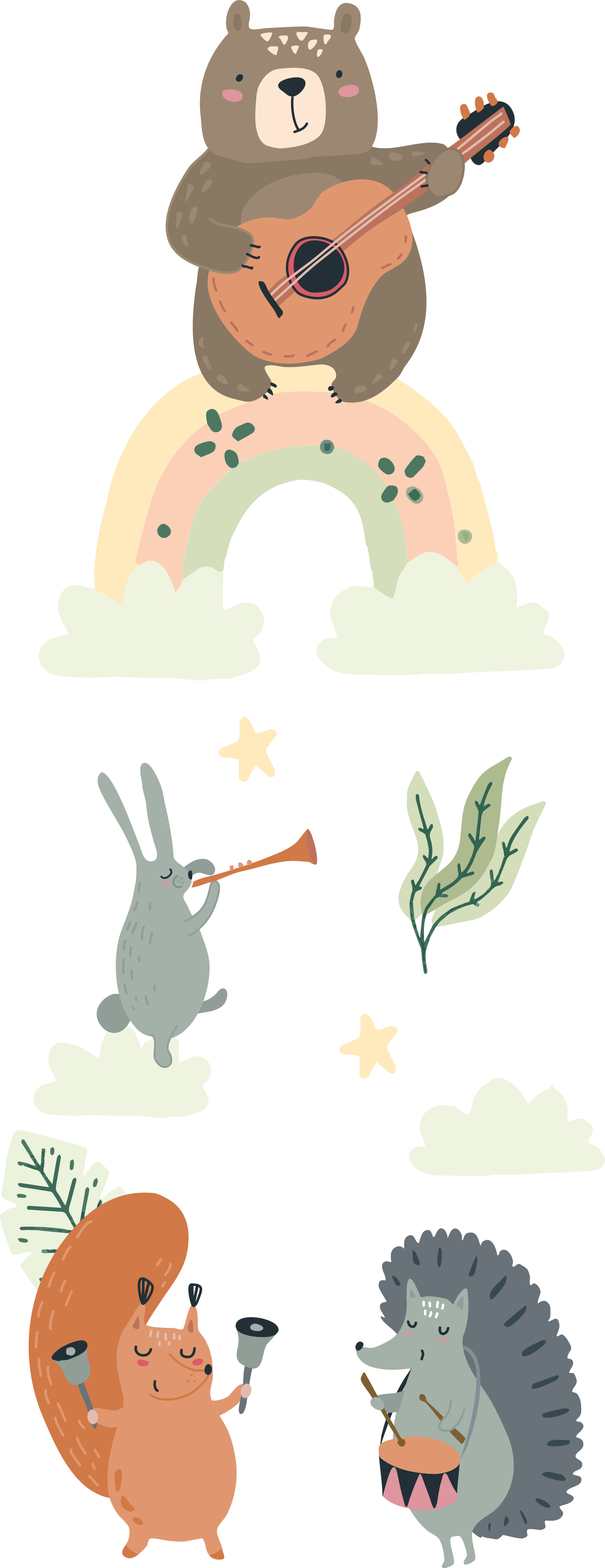 αυτοκόλλητο έπιπλα συγκρότημα μουσικής ζώων - TenStickers