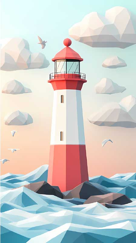 가구 스티커 빨간색과 흰색 등대 - TenStickers