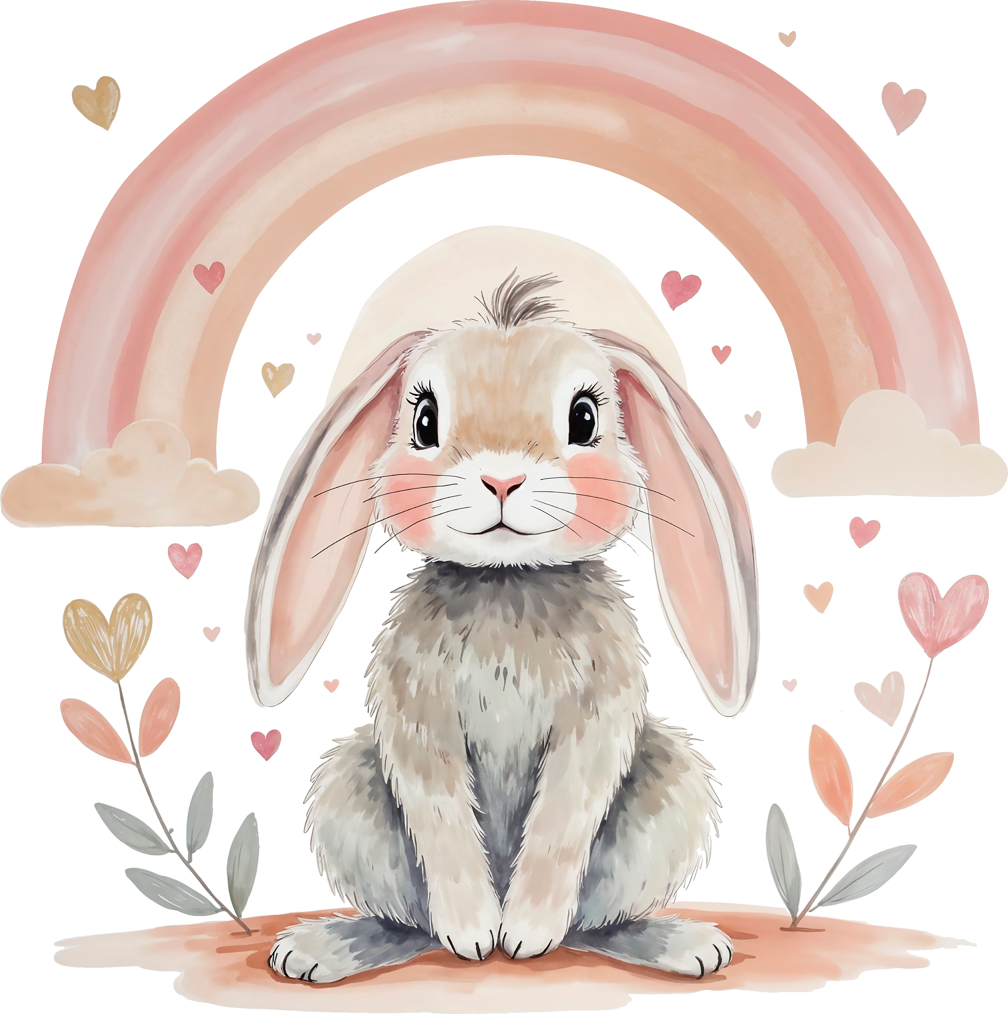 Pastel lovely rainbow bunny wall sticker - TenStickers
