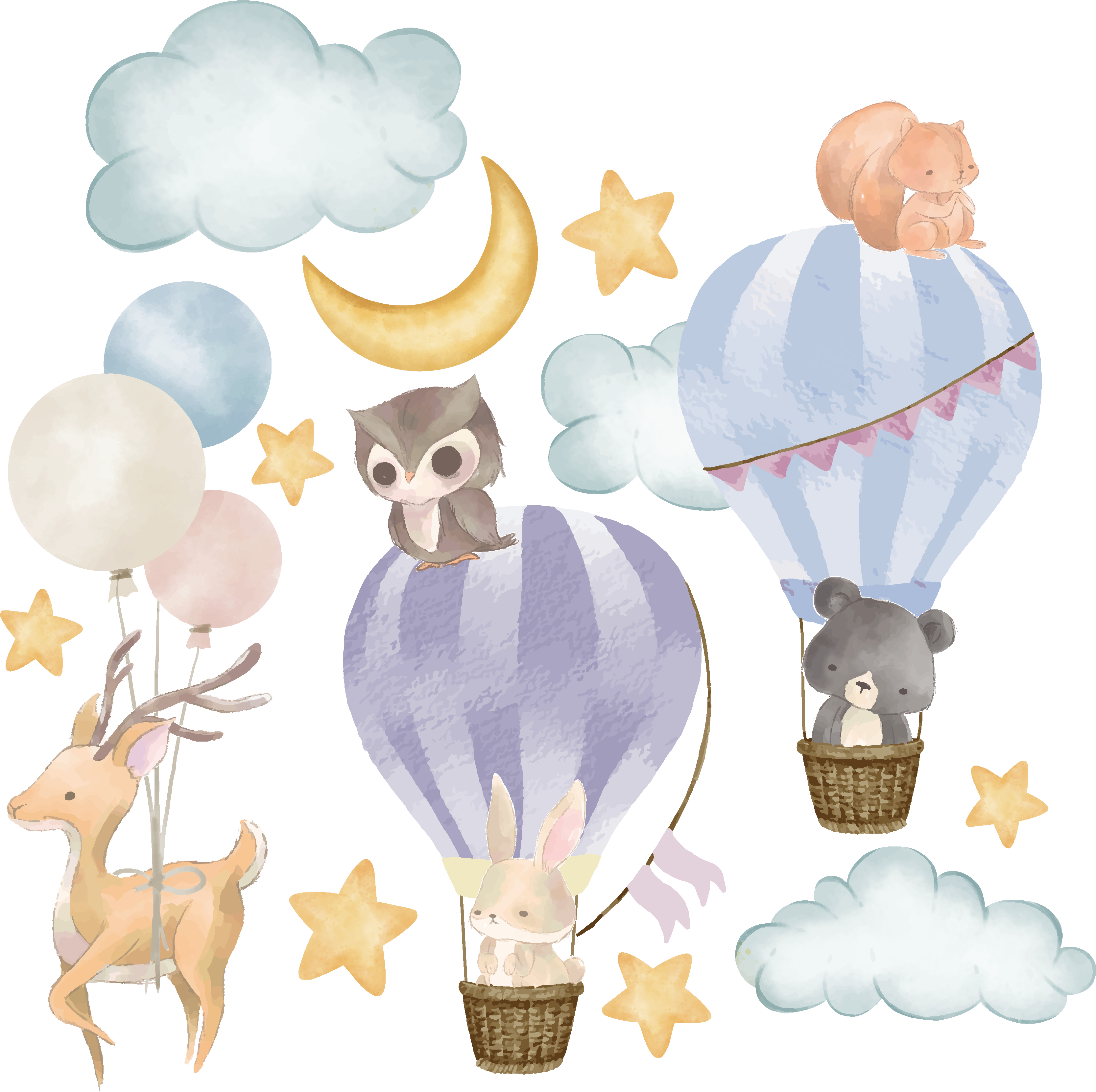 Vinilo pared safari en globo de acuarela - TenVinilo