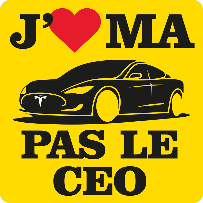 Sticker voiture j'aime ma tesla pas le ceo - TenStickers