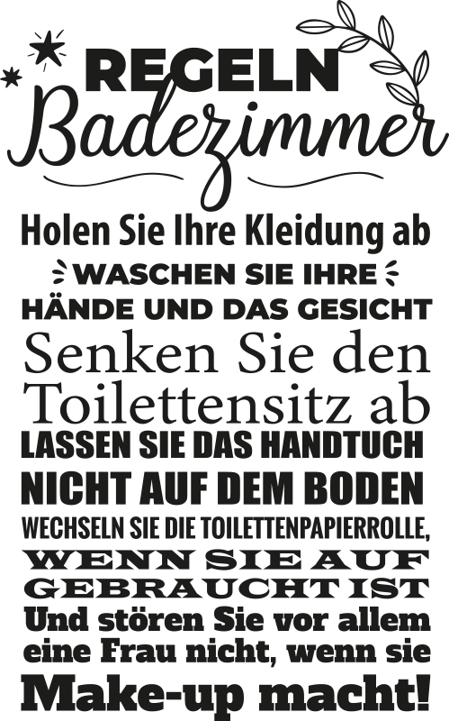 Wandtattoo Badezimmer regeln - TenStickers