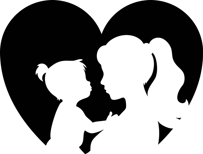 Mother heart silhouette shop window sticker - TenStickers